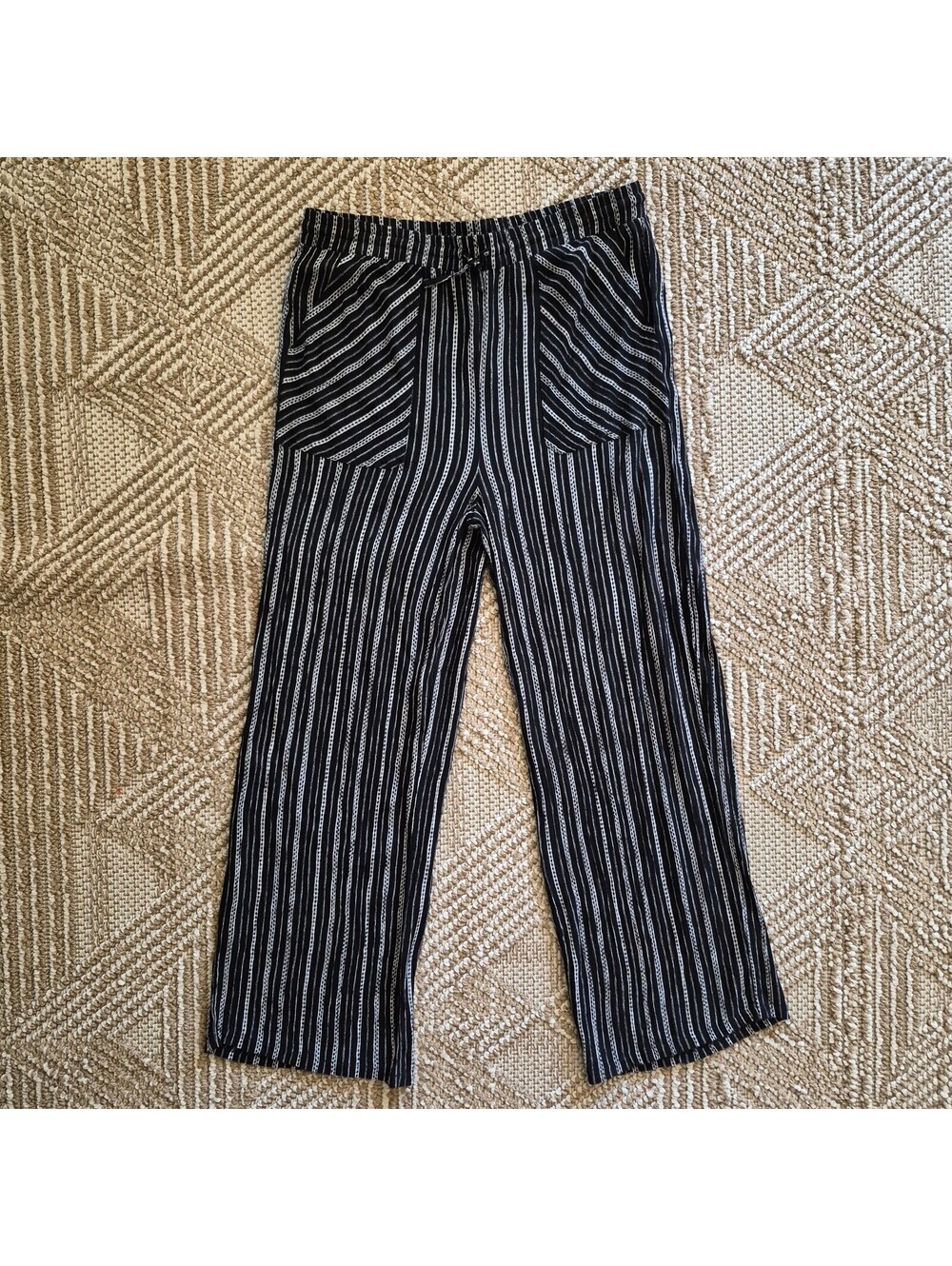 Westport 1962 Black White Striped Rayon Pants Size L